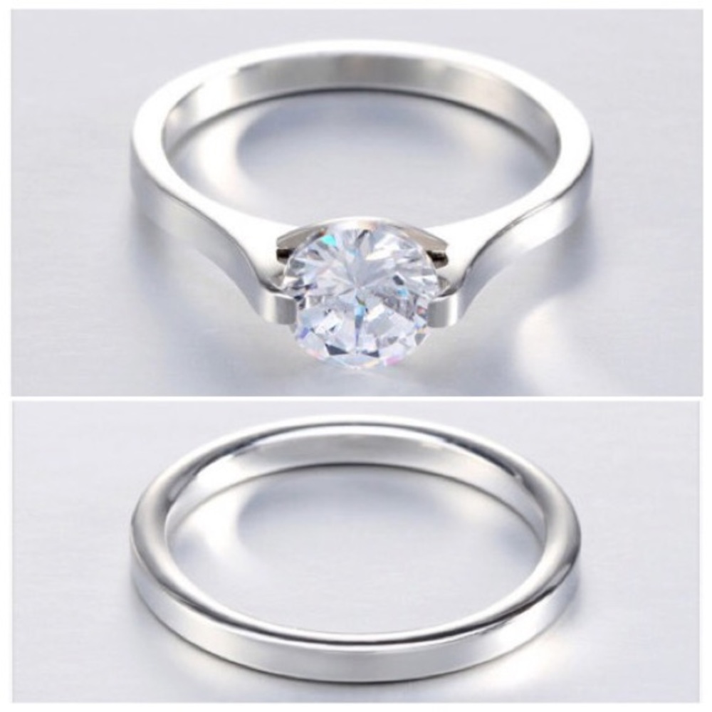 0.5-2Ct VVS CZ Set Wedding Ring 316L Stainless Steel